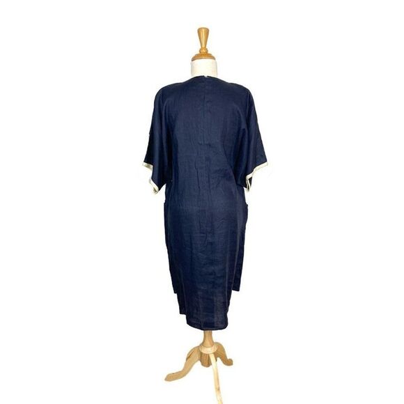 Yeohlee M Navy Linen Dress 80s FLAW SEE PICS Art to Wear Avant Garde Vintage - Picture 5 of 7